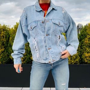 LF Distressed Rip Jean Jacket Furst Of A Kind Light Wash Vintage Y2K MRSP $260